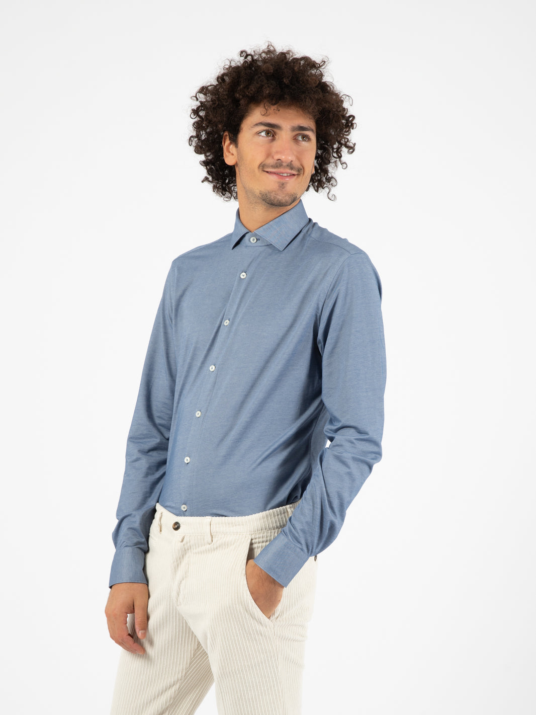 Camicia tessuto flex oxford blu