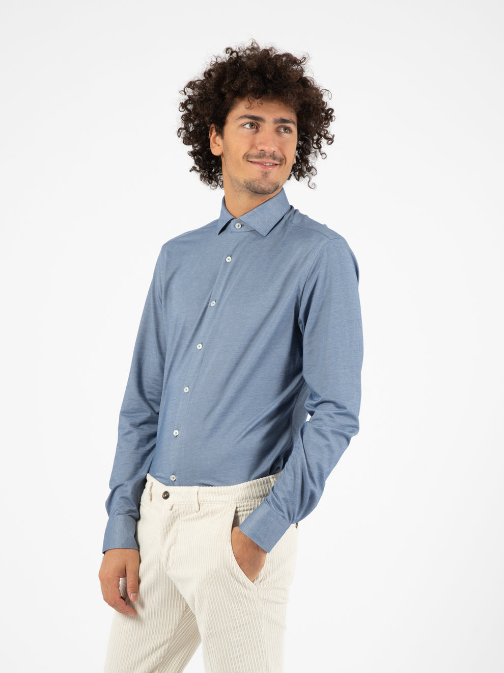 Camicia tessuto flex oxford blu