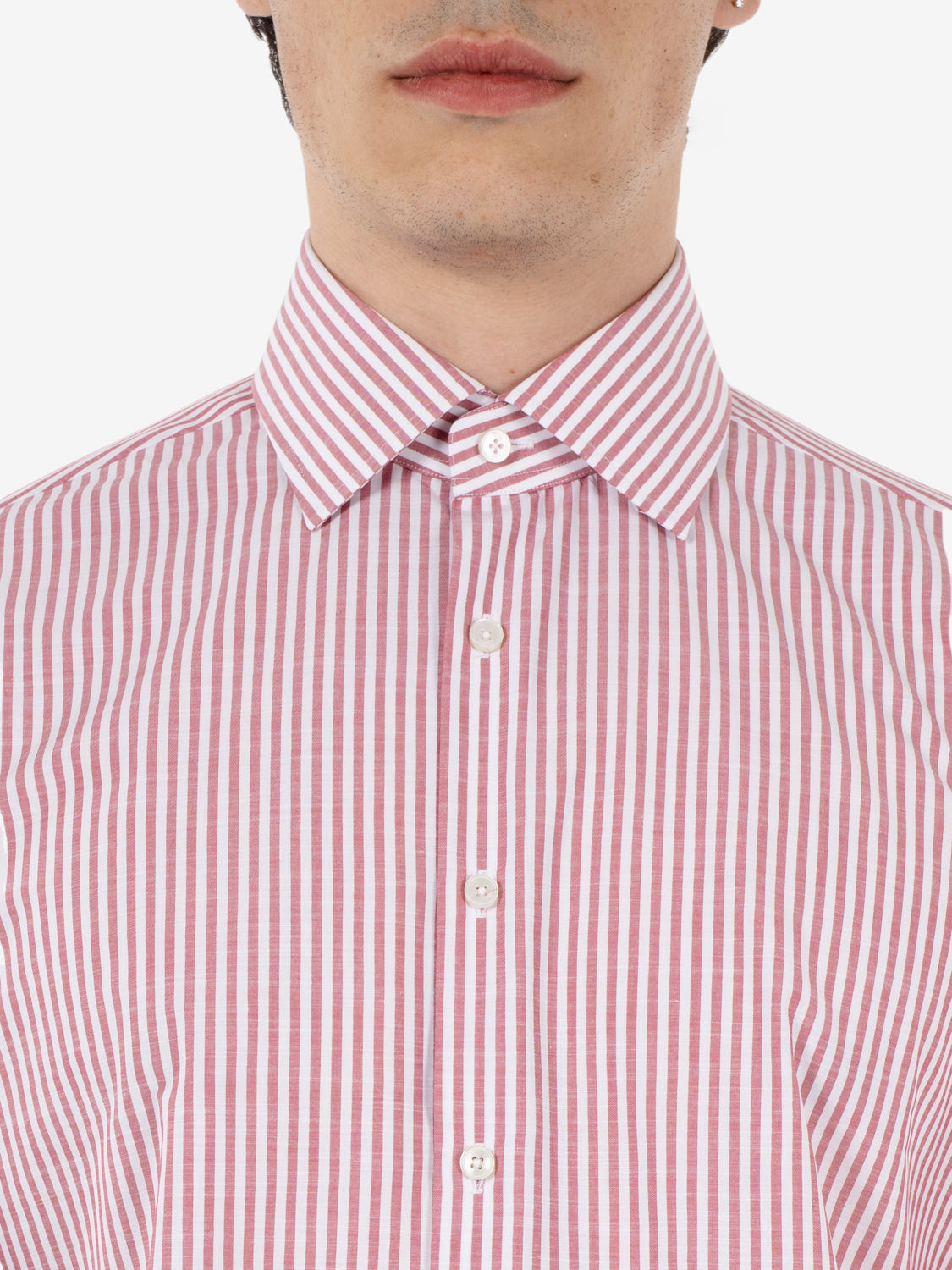 Red striped travel fit shirt