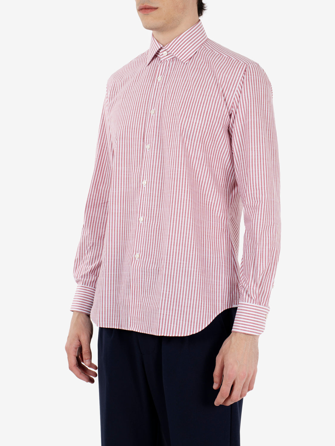 Red striped travel fit shirt