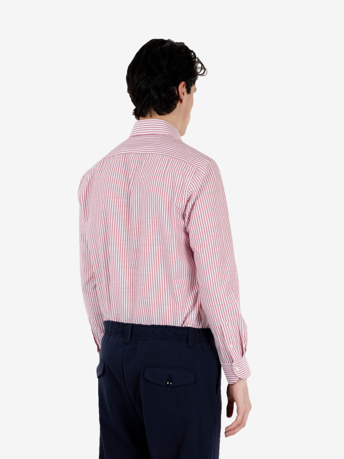 Red striped travel fit shirt