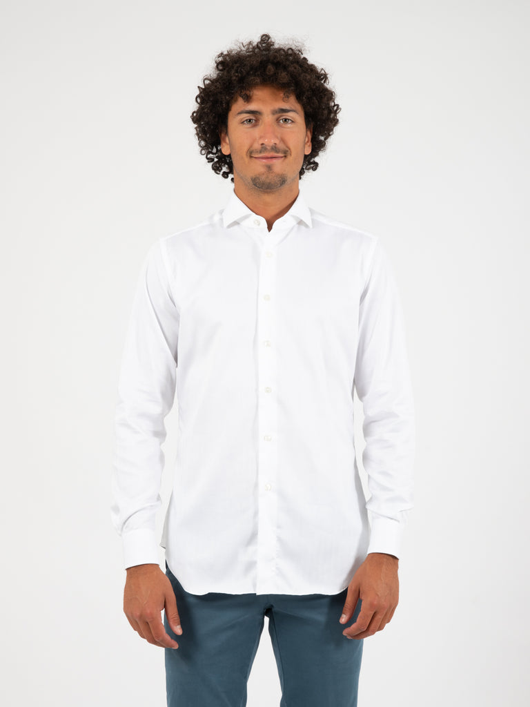 XACUS - Camicia travel spinato bianco