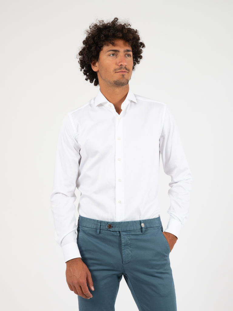 XACUS - Camicia travel spinato bianco