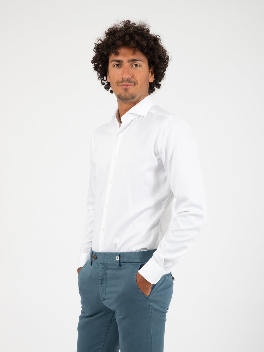 Camicia travel spinato bianco