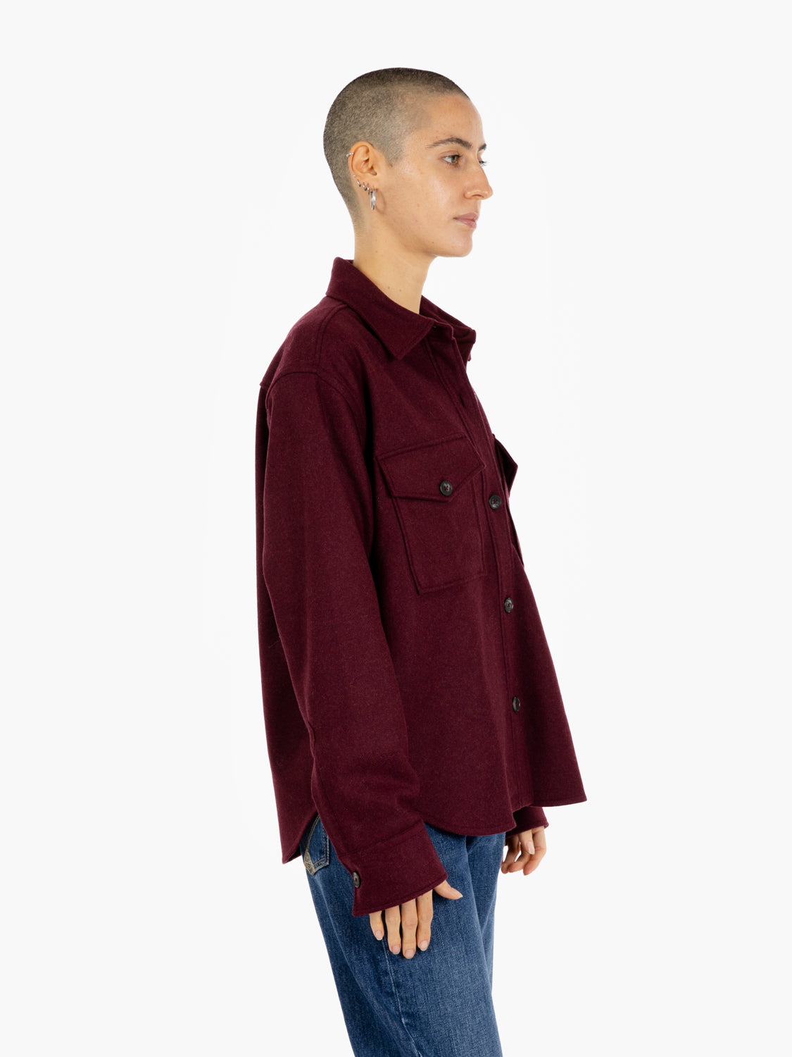 Giacca camicia Charlie in misto lana bordeaux