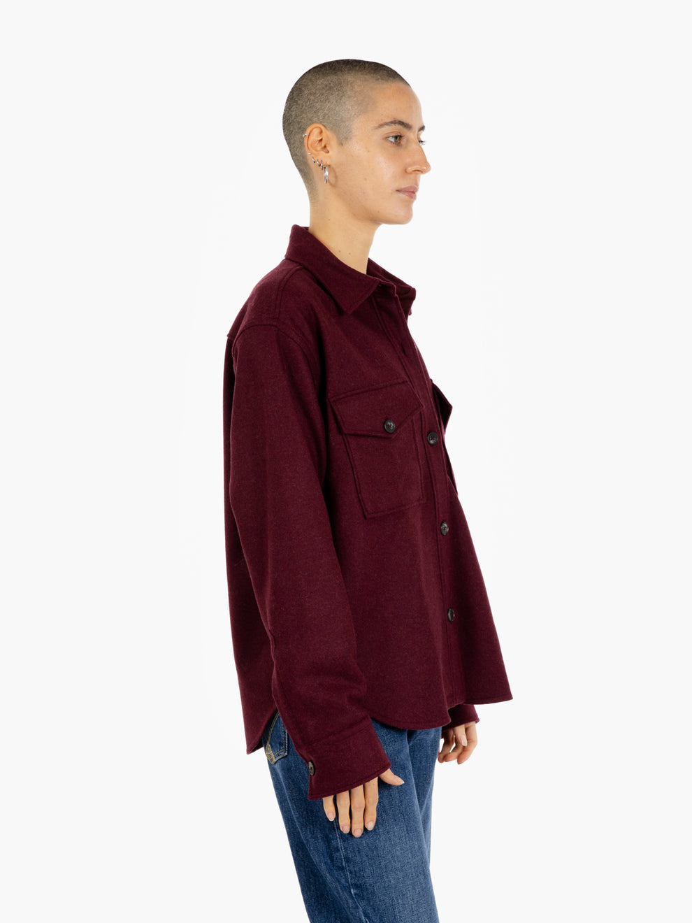 Giacca camicia Charlie in misto lana bordeaux