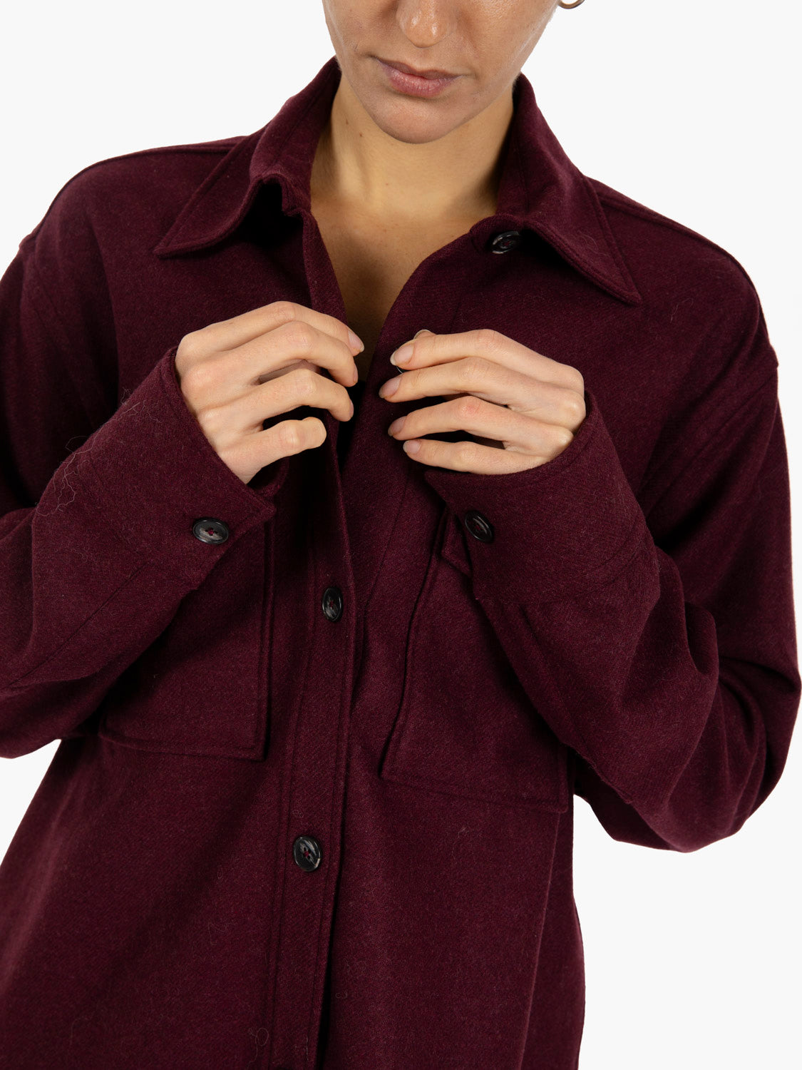 Giacca camicia Charlie in misto lana bordeaux