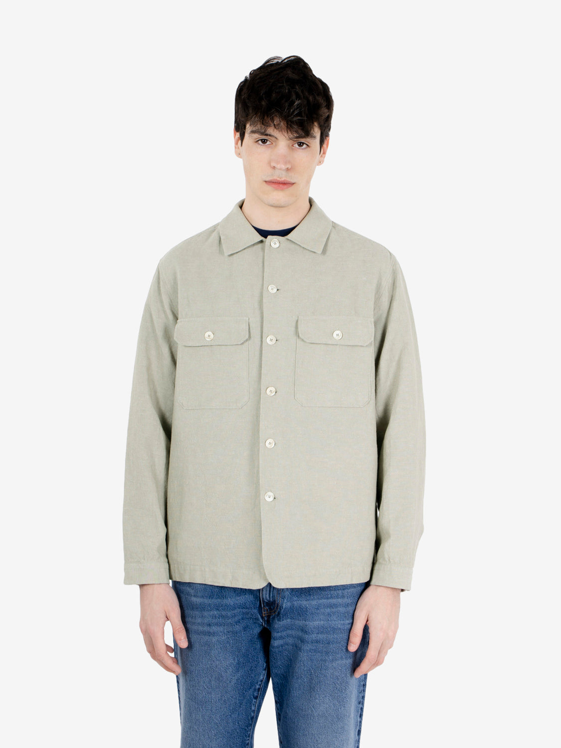 GREEN LINEN SHIRT JACKET 164ML/21439_003