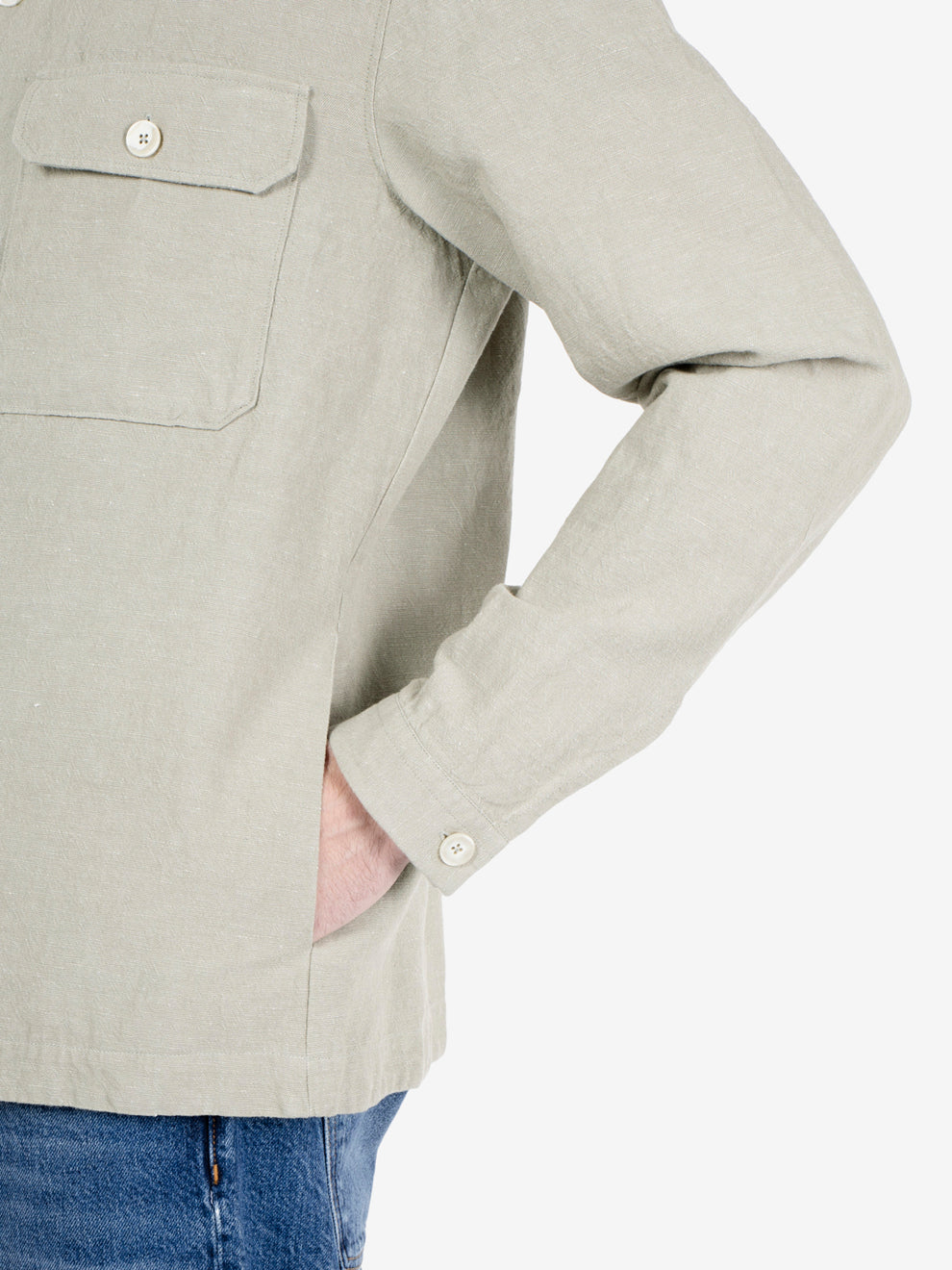 GREEN LINEN SHIRT JACKET 164ML/21439_003