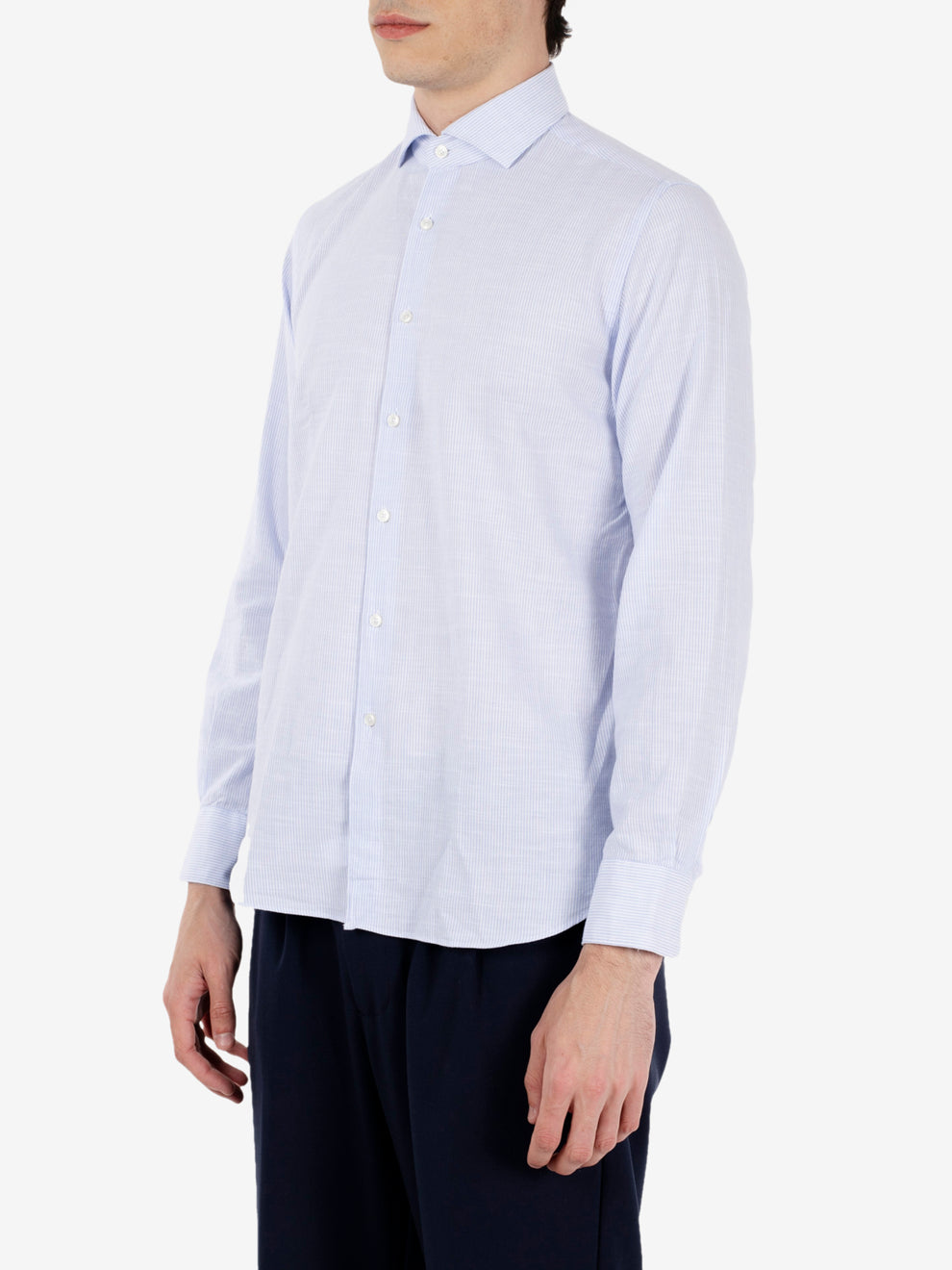Washed shirt a righe azzurro