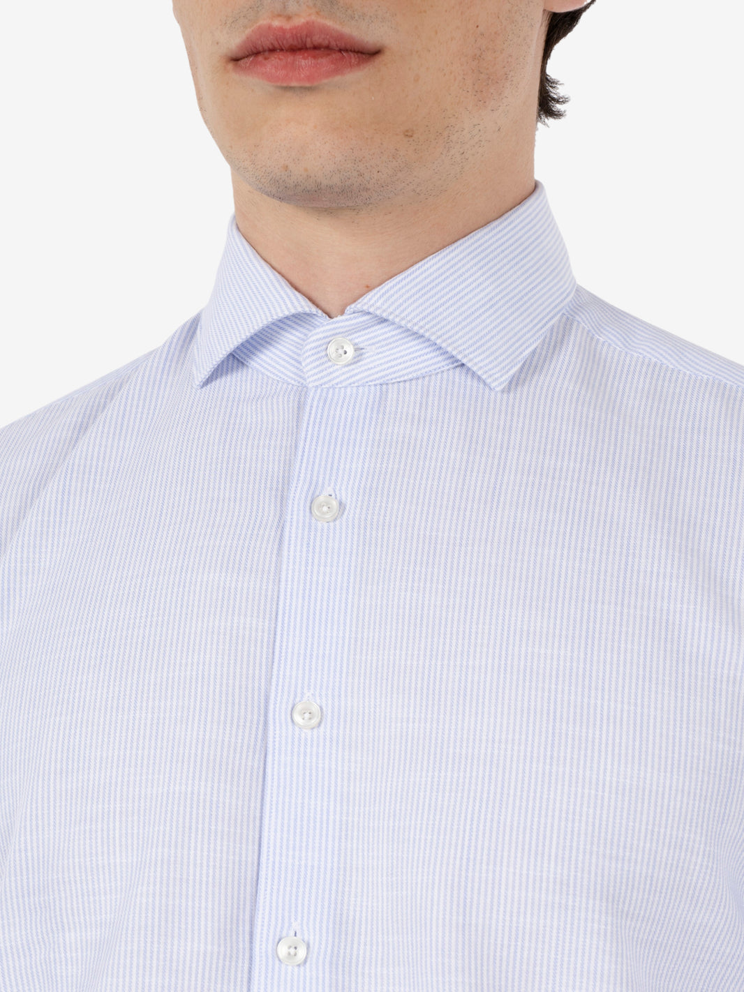 Washed shirt a righe azzurro