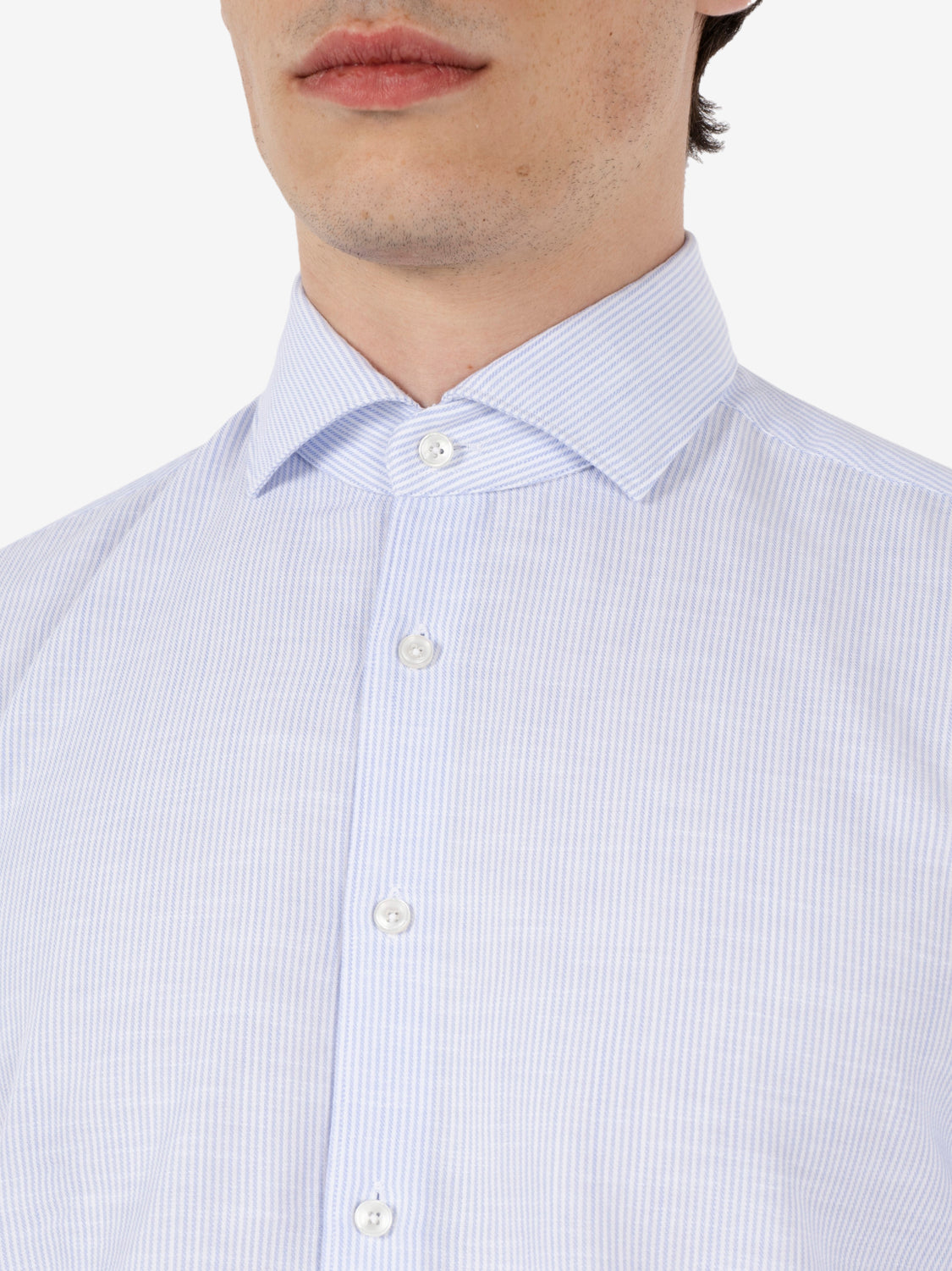 Washed shirt a righe azzurro