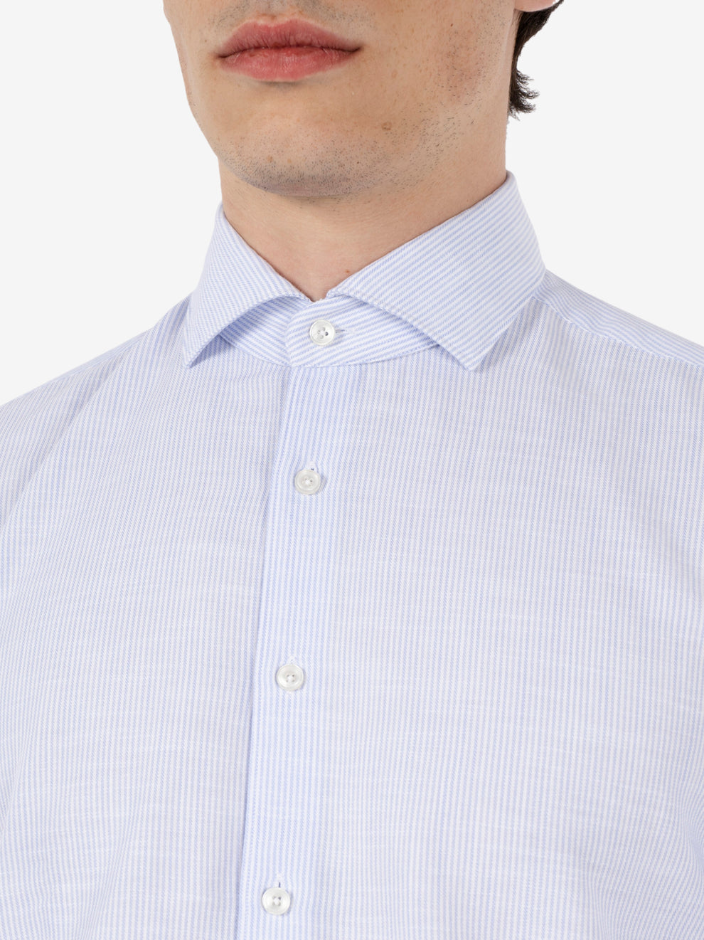 Washed shirt a righe azzurro