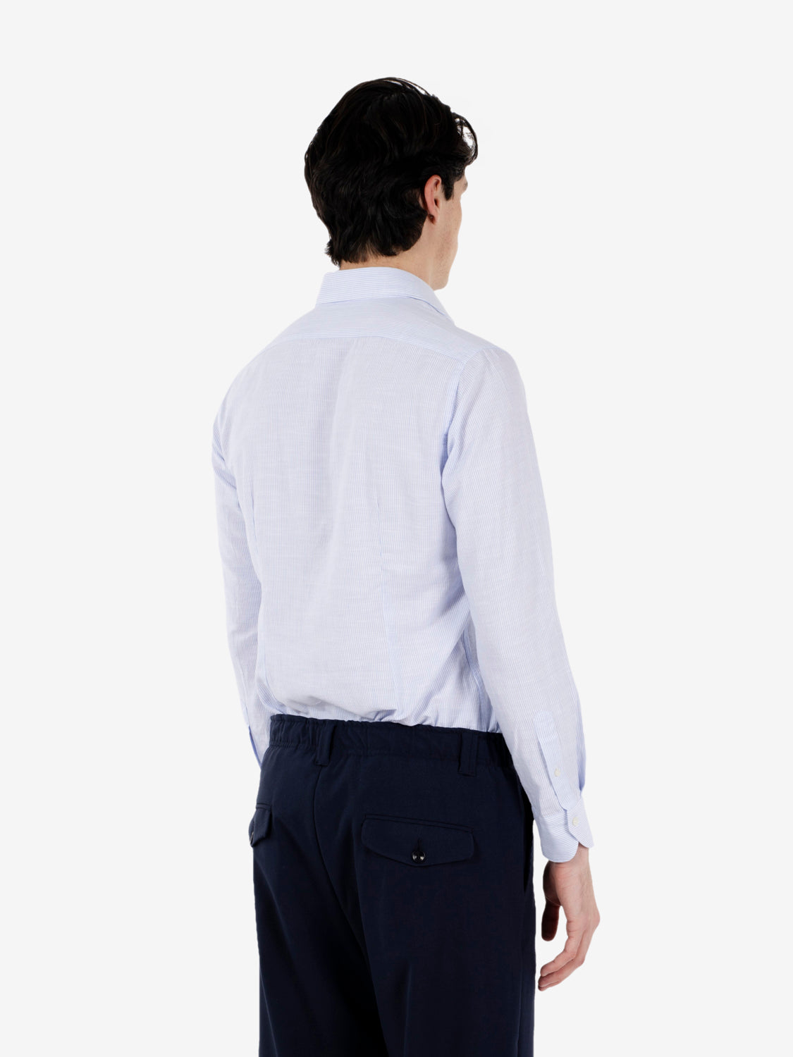 Washed shirt a righe azzurro