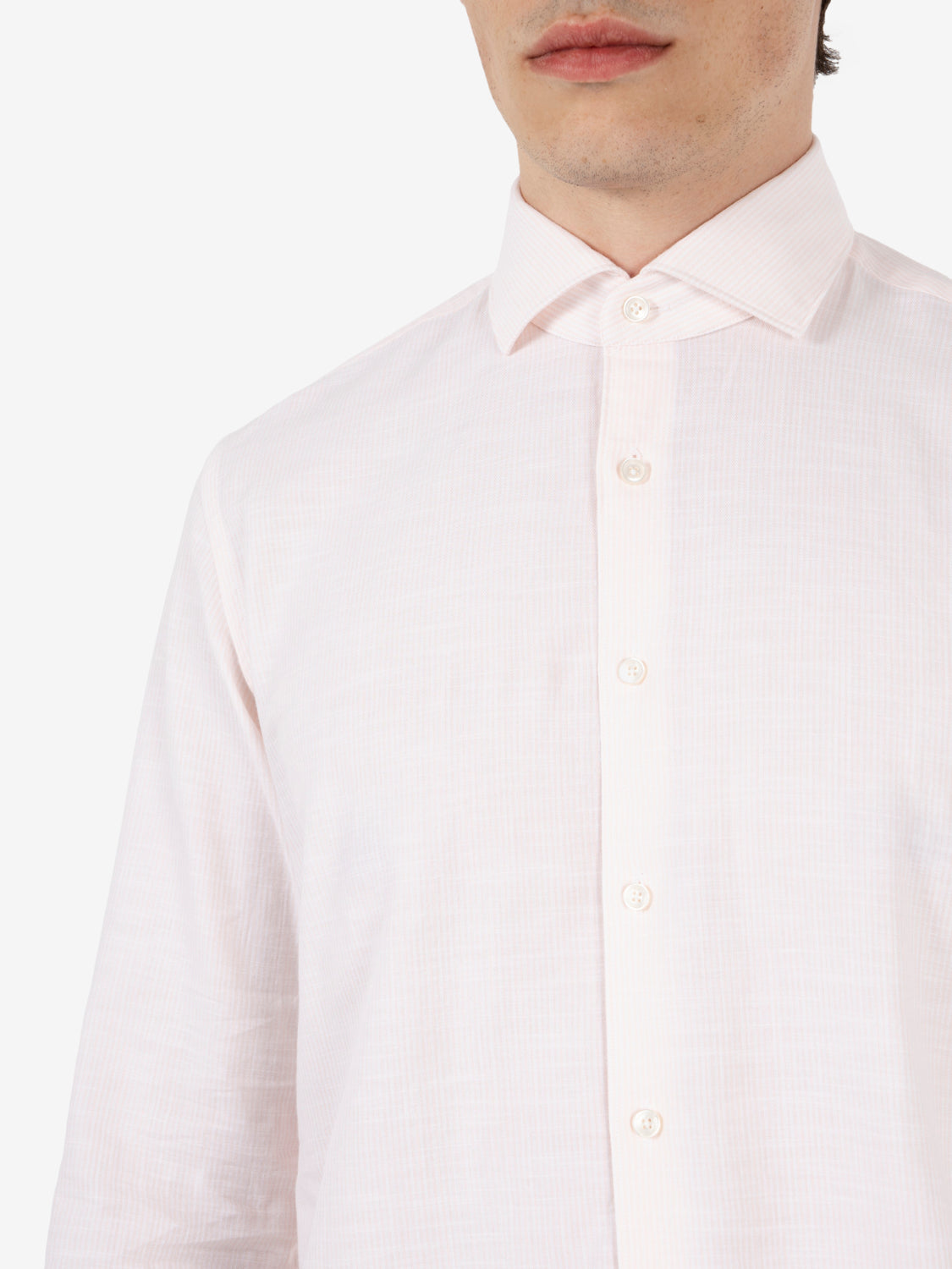 Washed shirt a righe rosa