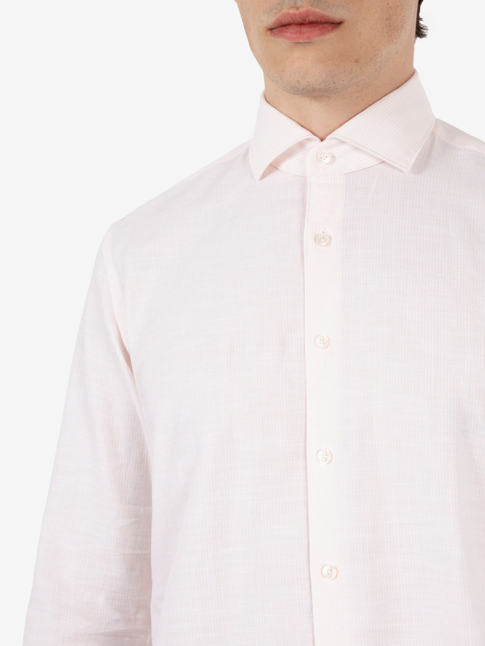Washed shirt a righe rosa