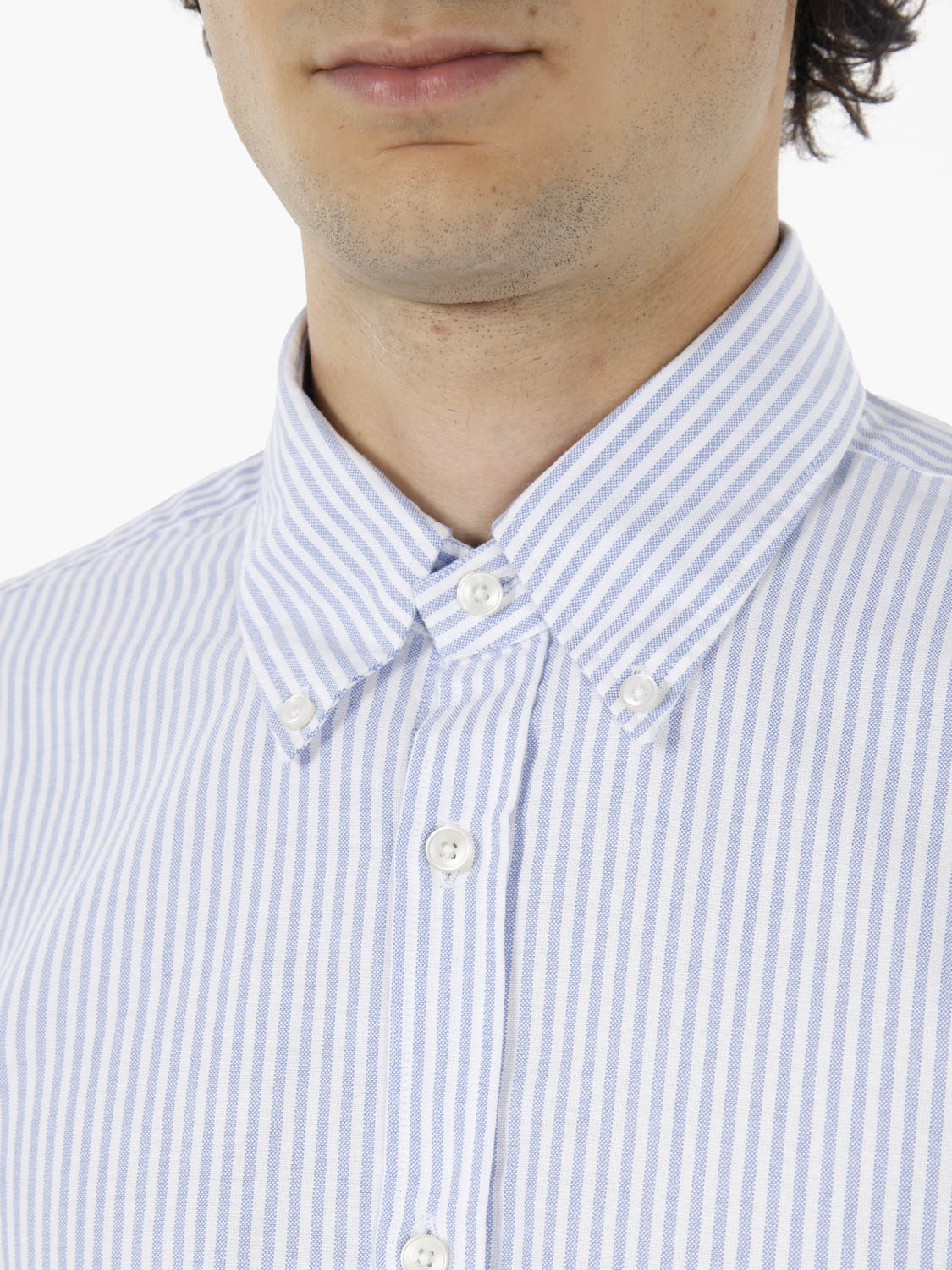 Washed shirt oxford tailor fit a righe blu