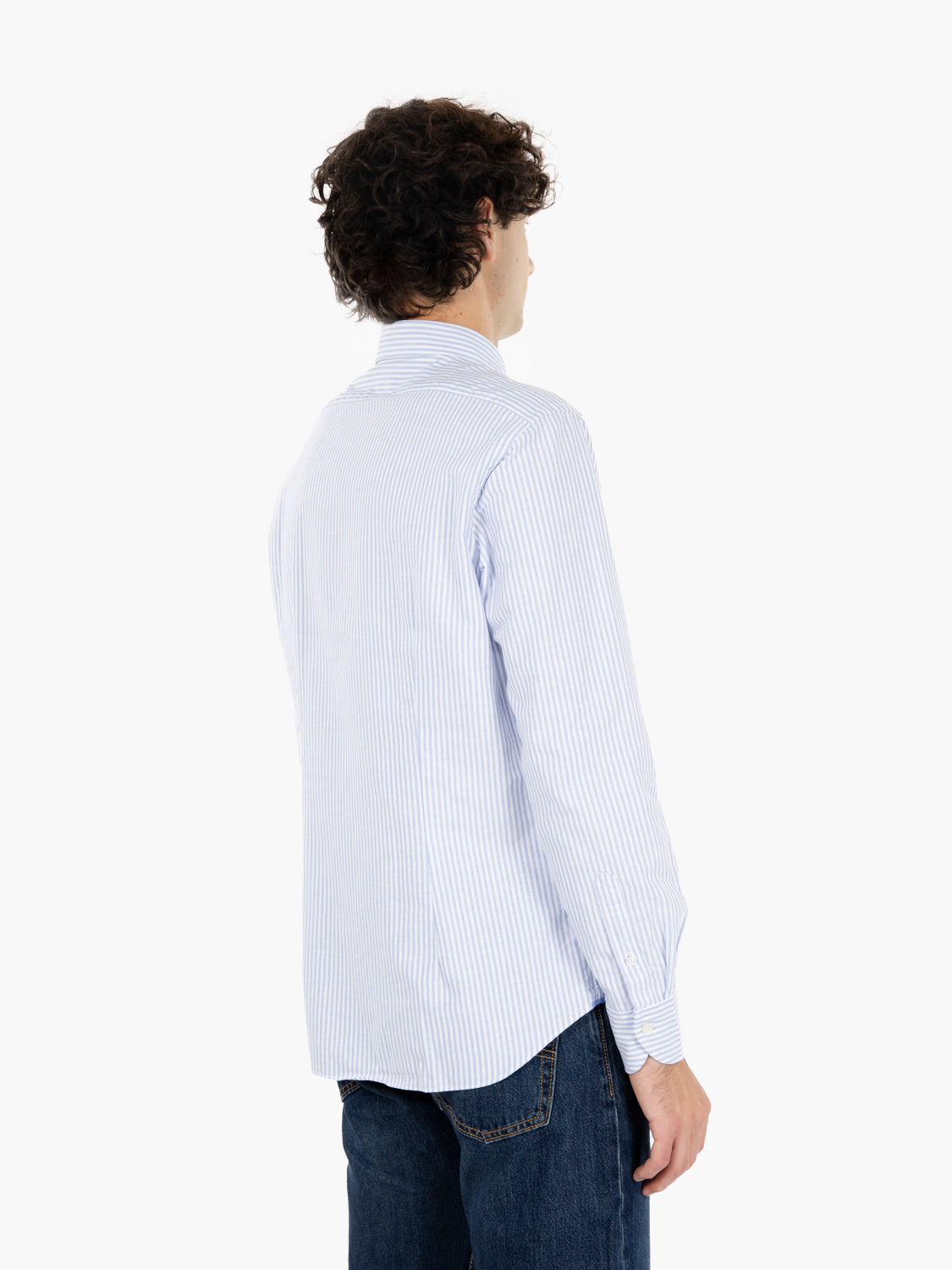 Washed shirt oxford tailor fit a righe blu