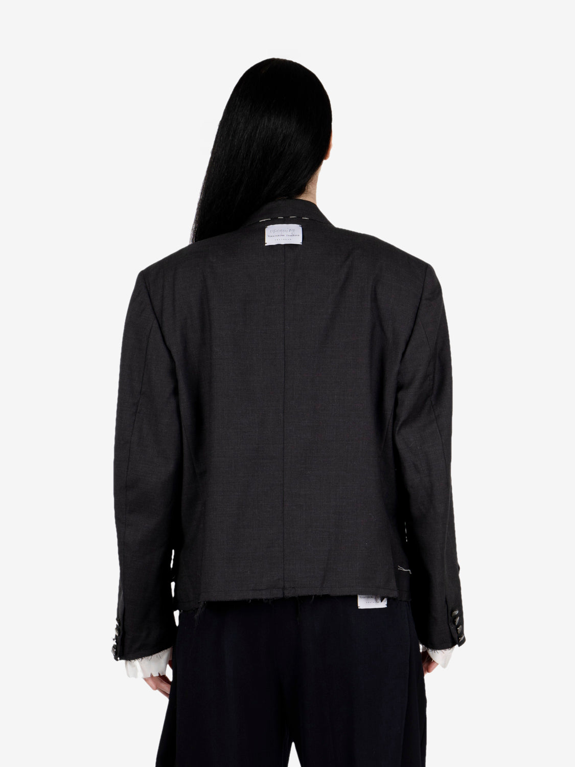 Blazer crop in lana nero