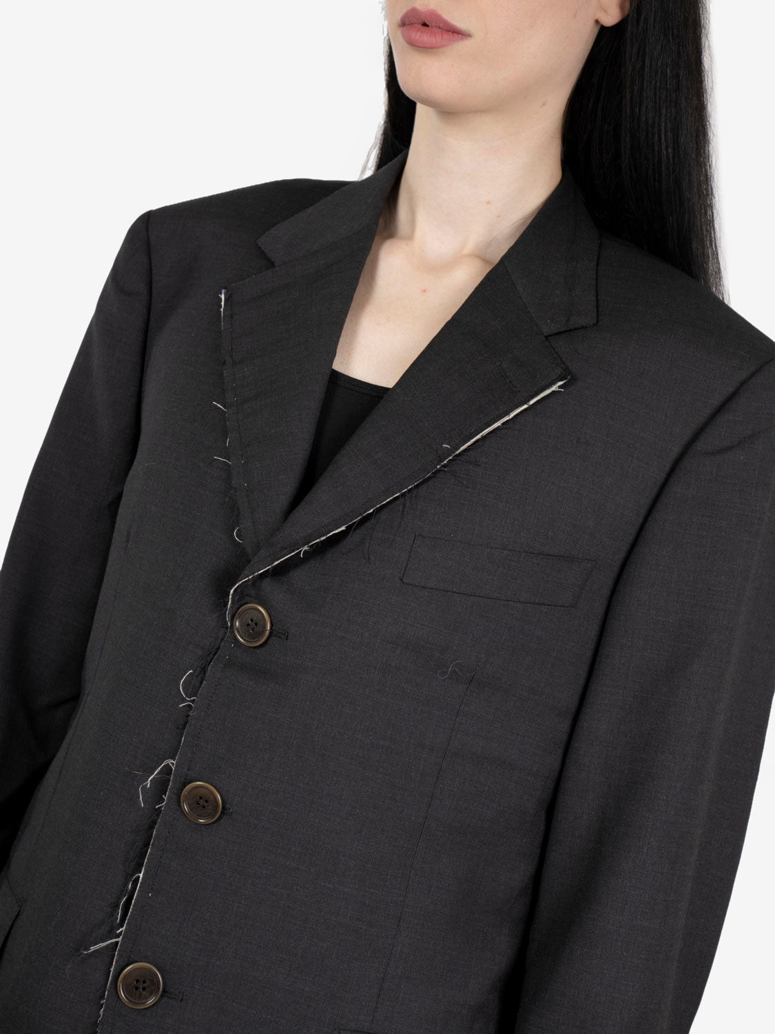 Blazer crop in lana nero