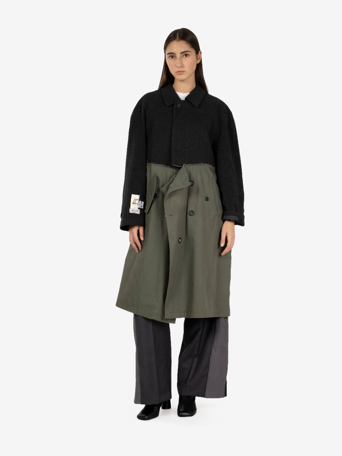 Cappotto patchwork grigio / verde