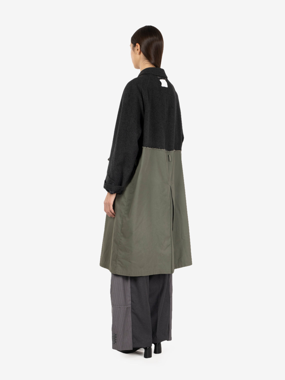 Cappotto patchwork grigio / verde