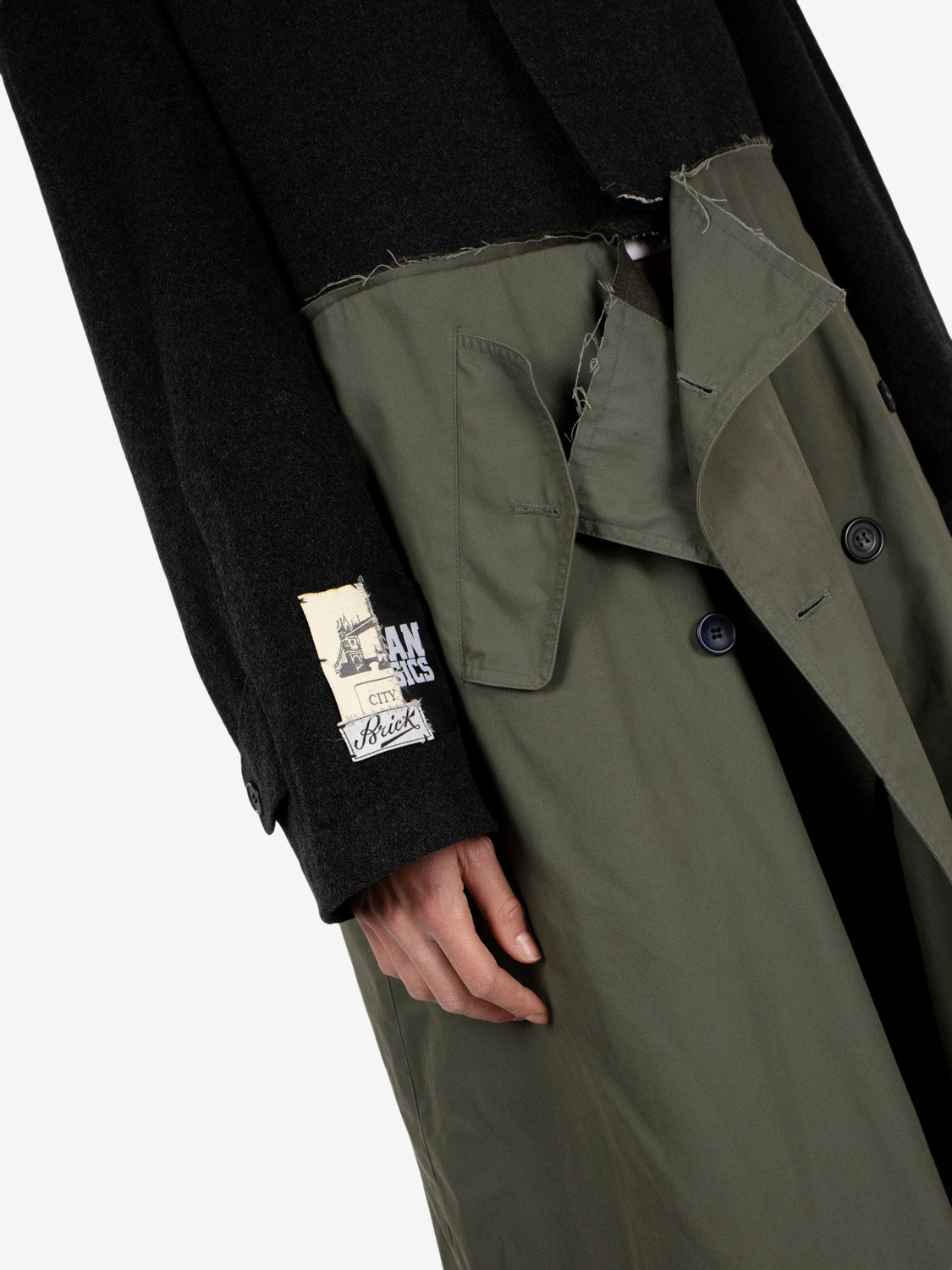 Cappotto patchwork grigio / verde