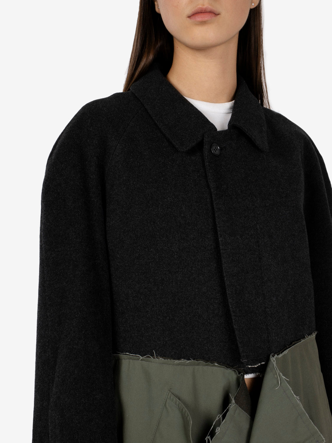 Cappotto patchwork grigio / verde