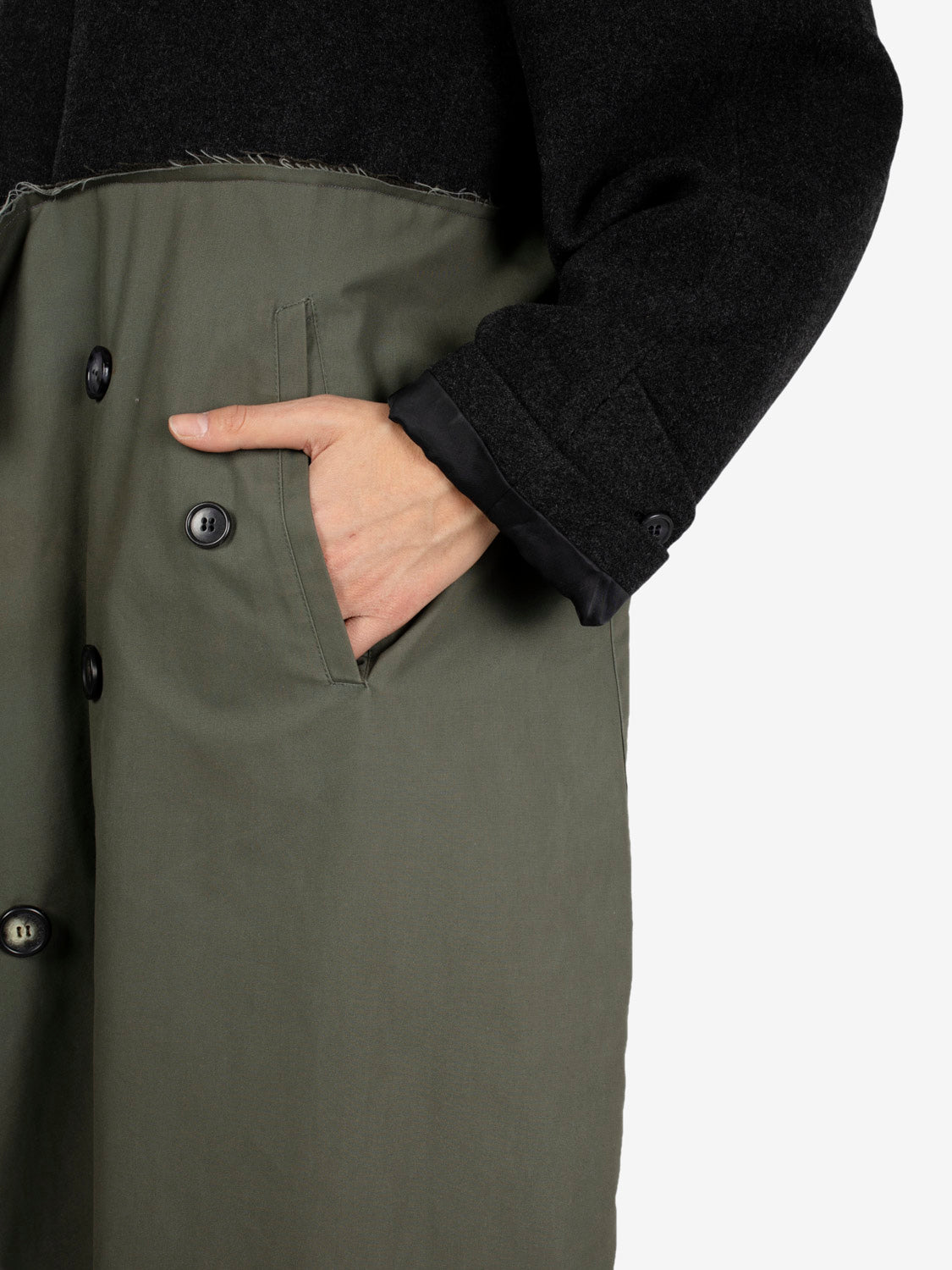 Cappotto patchwork grigio / verde