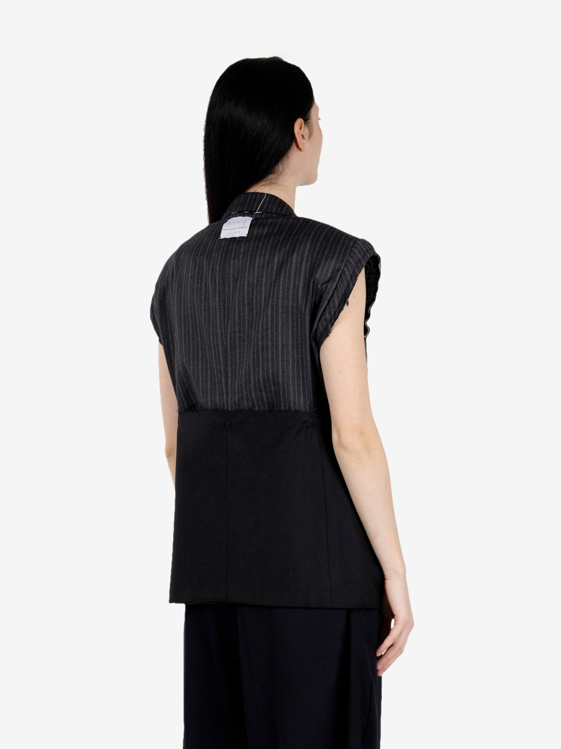 Gilet gessato patchwork grigio