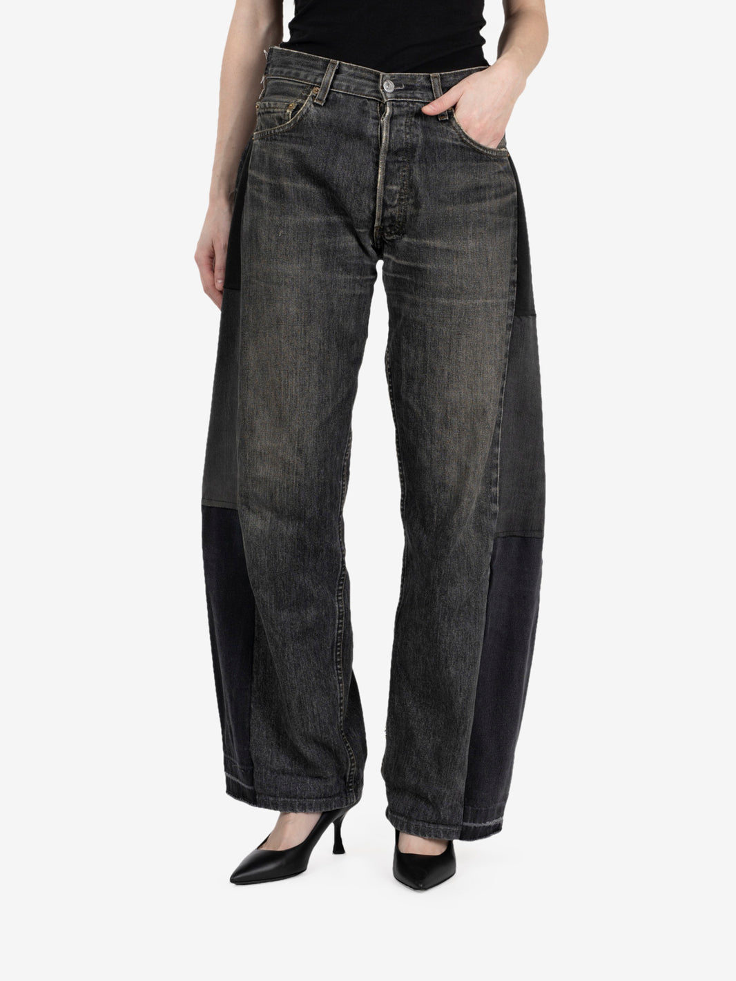 Black barrel leg denim jeans
