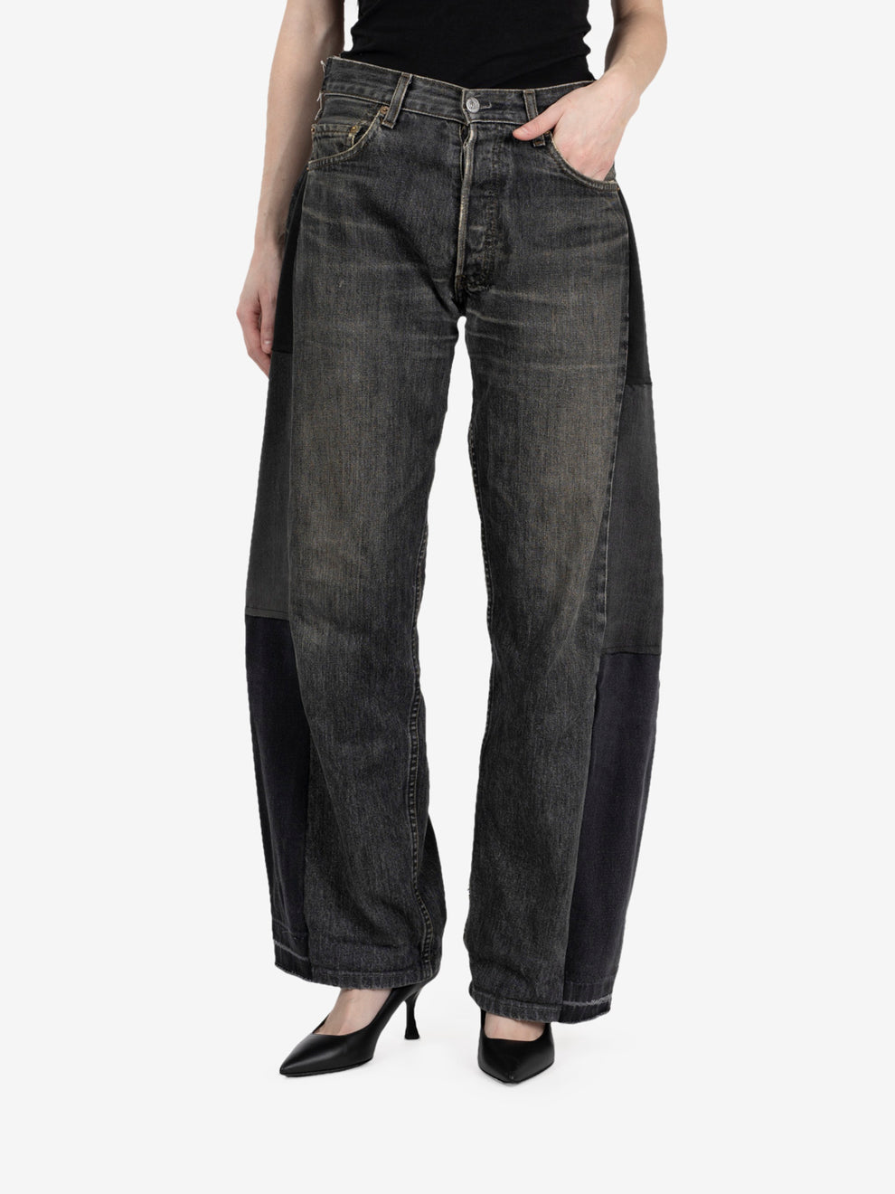 Black barrel leg denim jeans