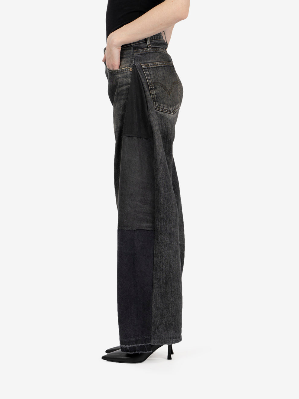Black barrel leg denim jeans