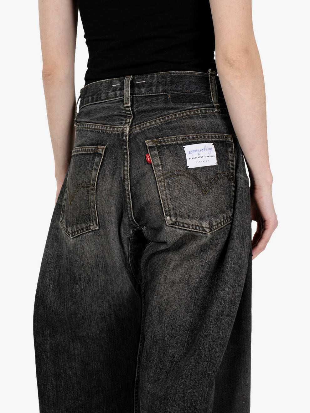 Black barrel leg denim jeans