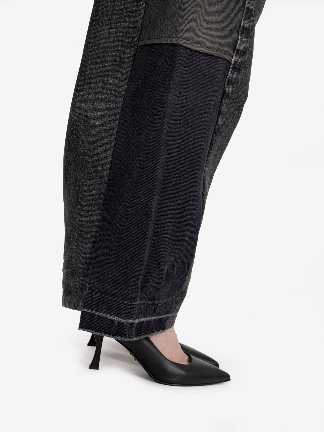 Black barrel leg denim jeans