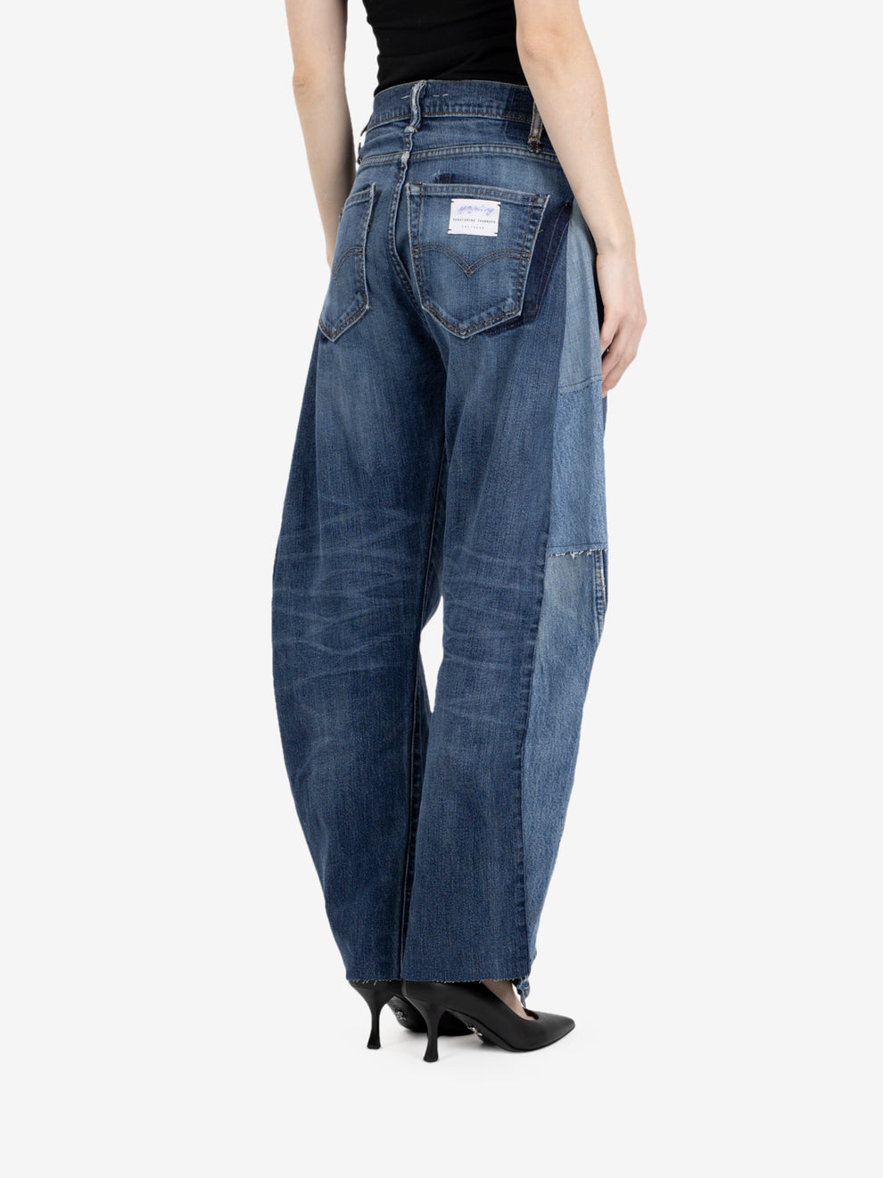 Jeans barrel spruzzato denim medio
