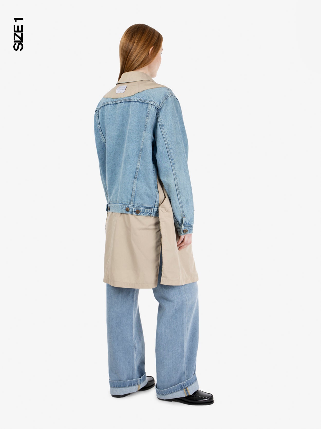 Trench bimaterial denim / beige