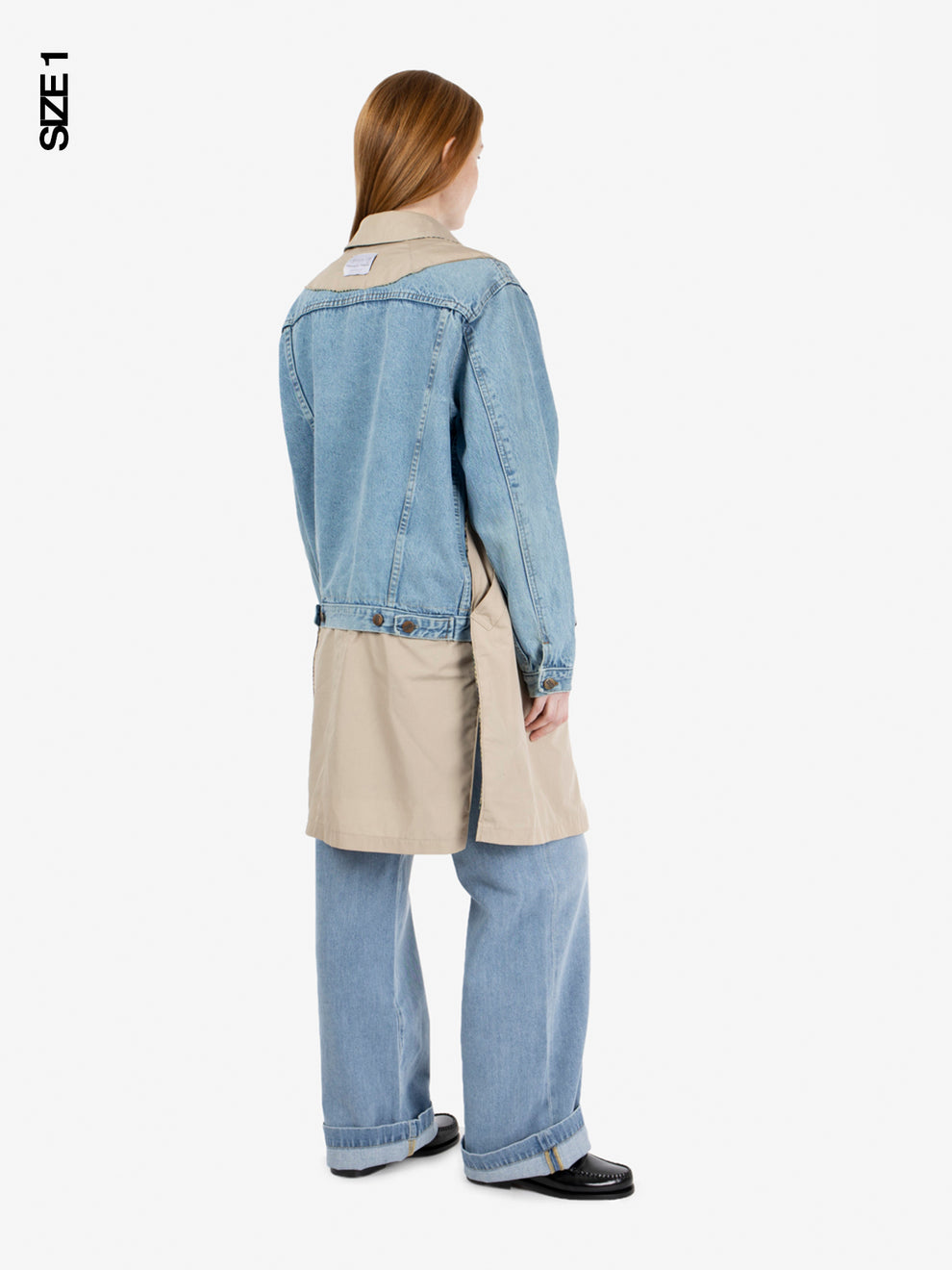Trench bimaterial denim / beige
