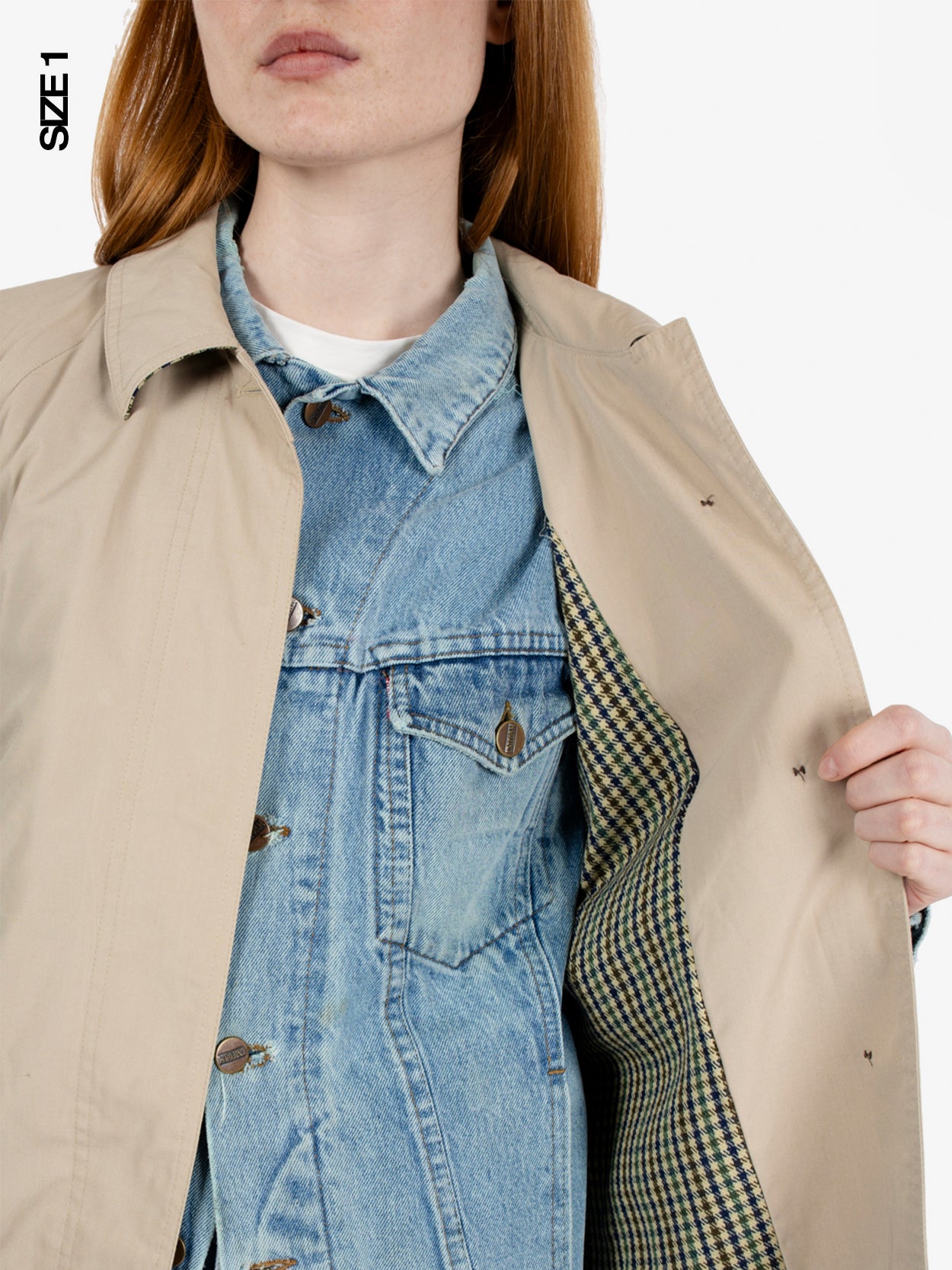 Trench bimaterial denim / beige