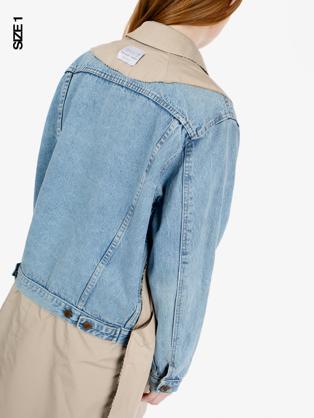 Trench bimaterial denim / beige