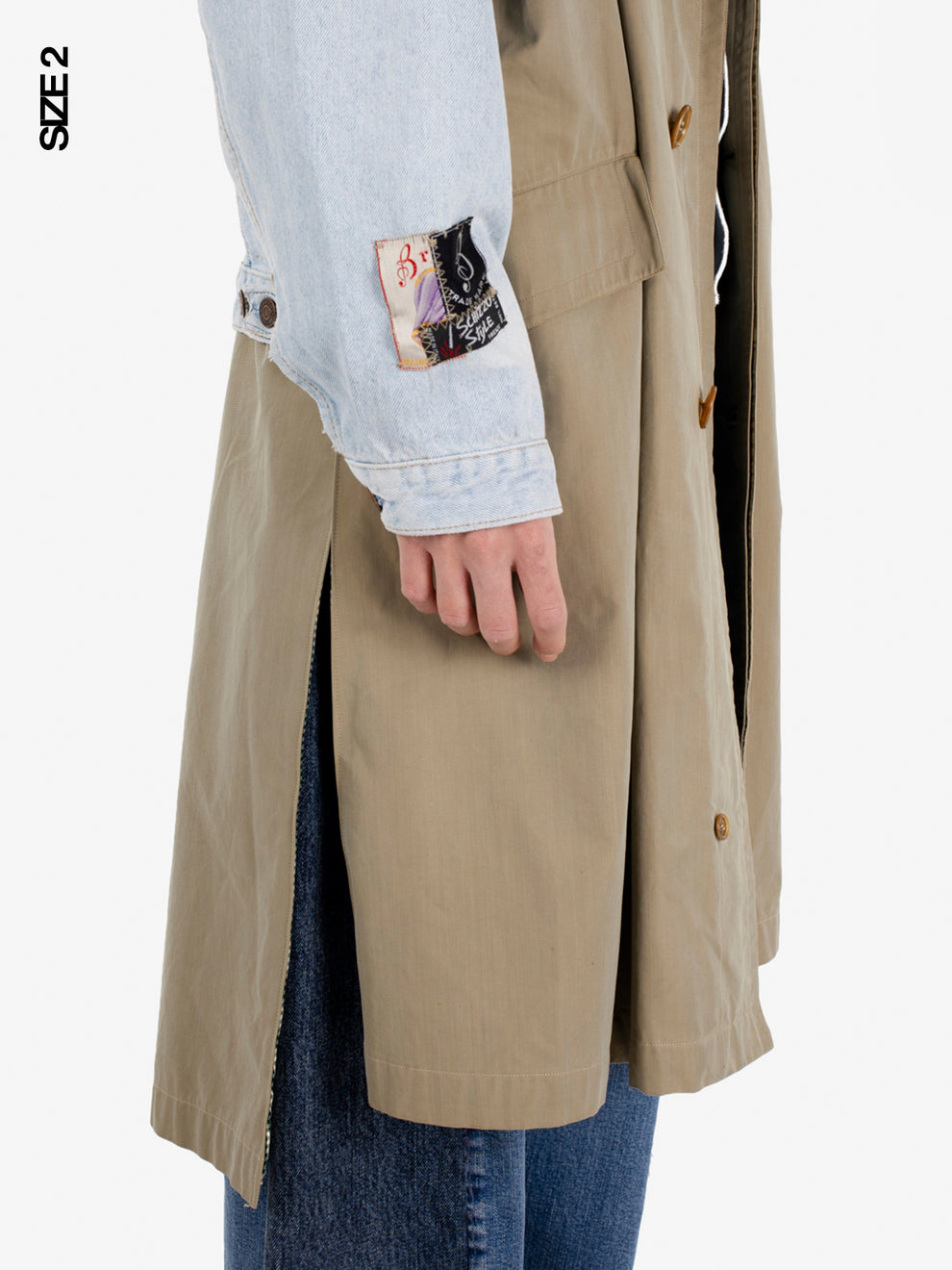 Trench bimaterial denim / beige