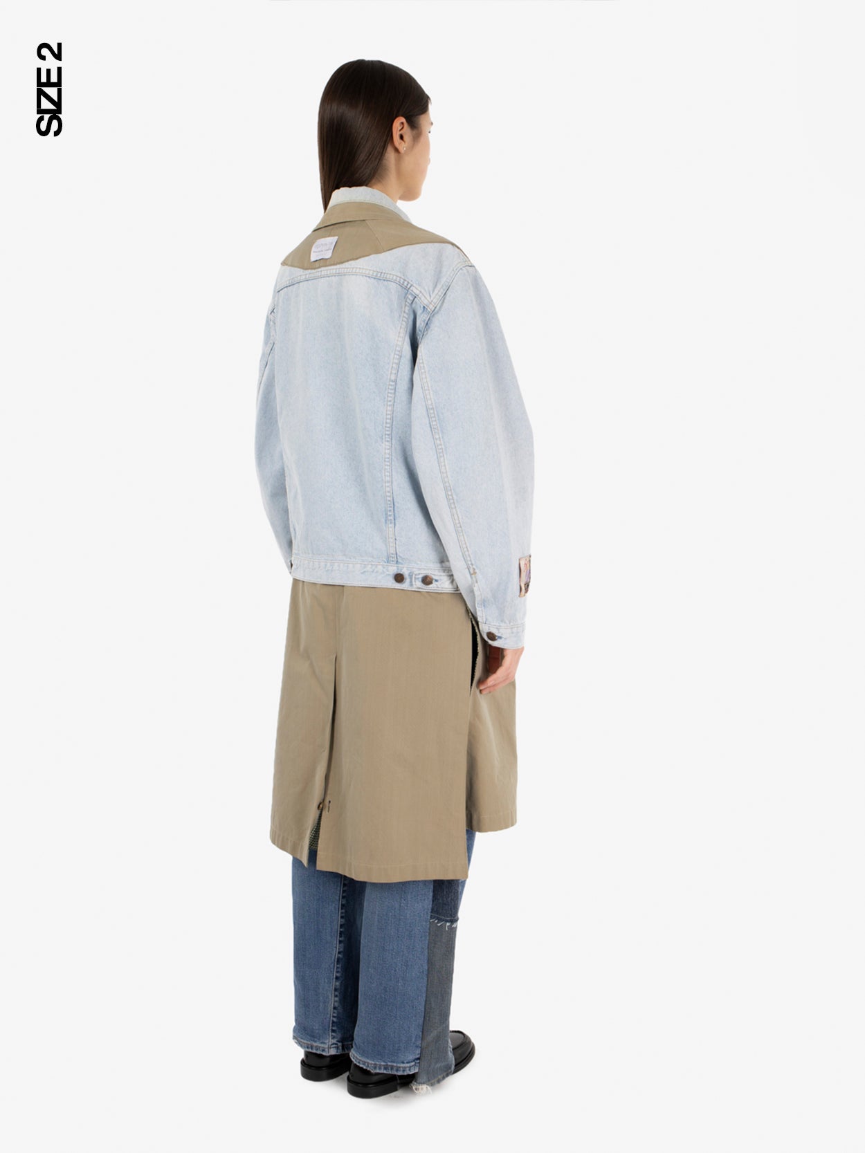 Trench bimaterial denim / beige