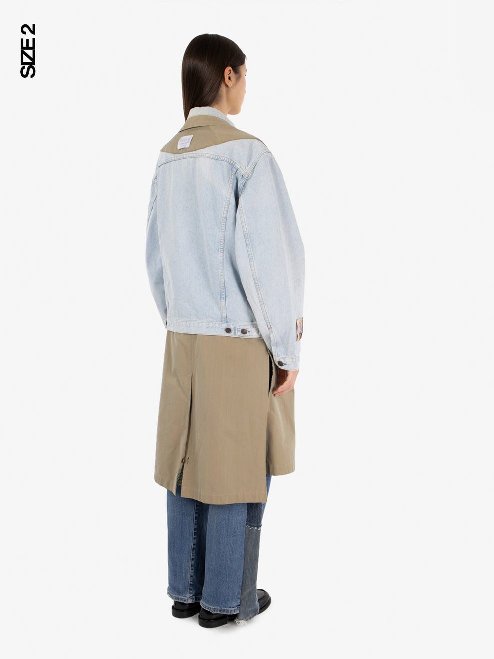 Trench bimaterial denim / beige