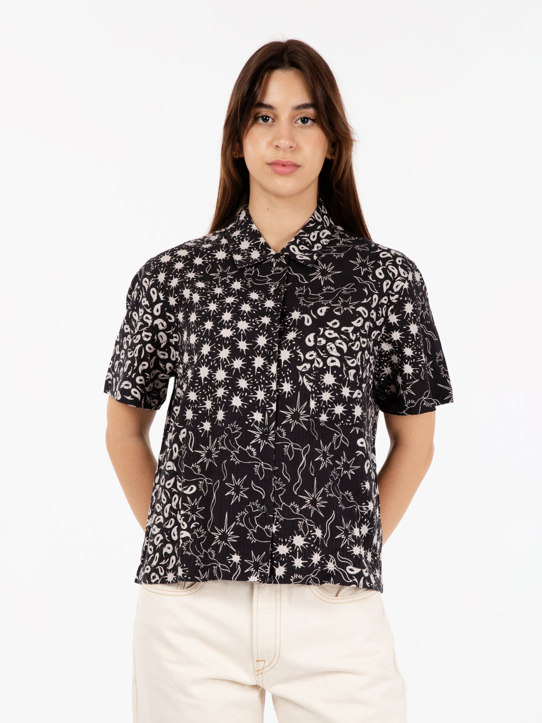 Camicia Vegas short sleeve black / white