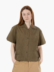 YMC - Camicia Wanda con ricami olive