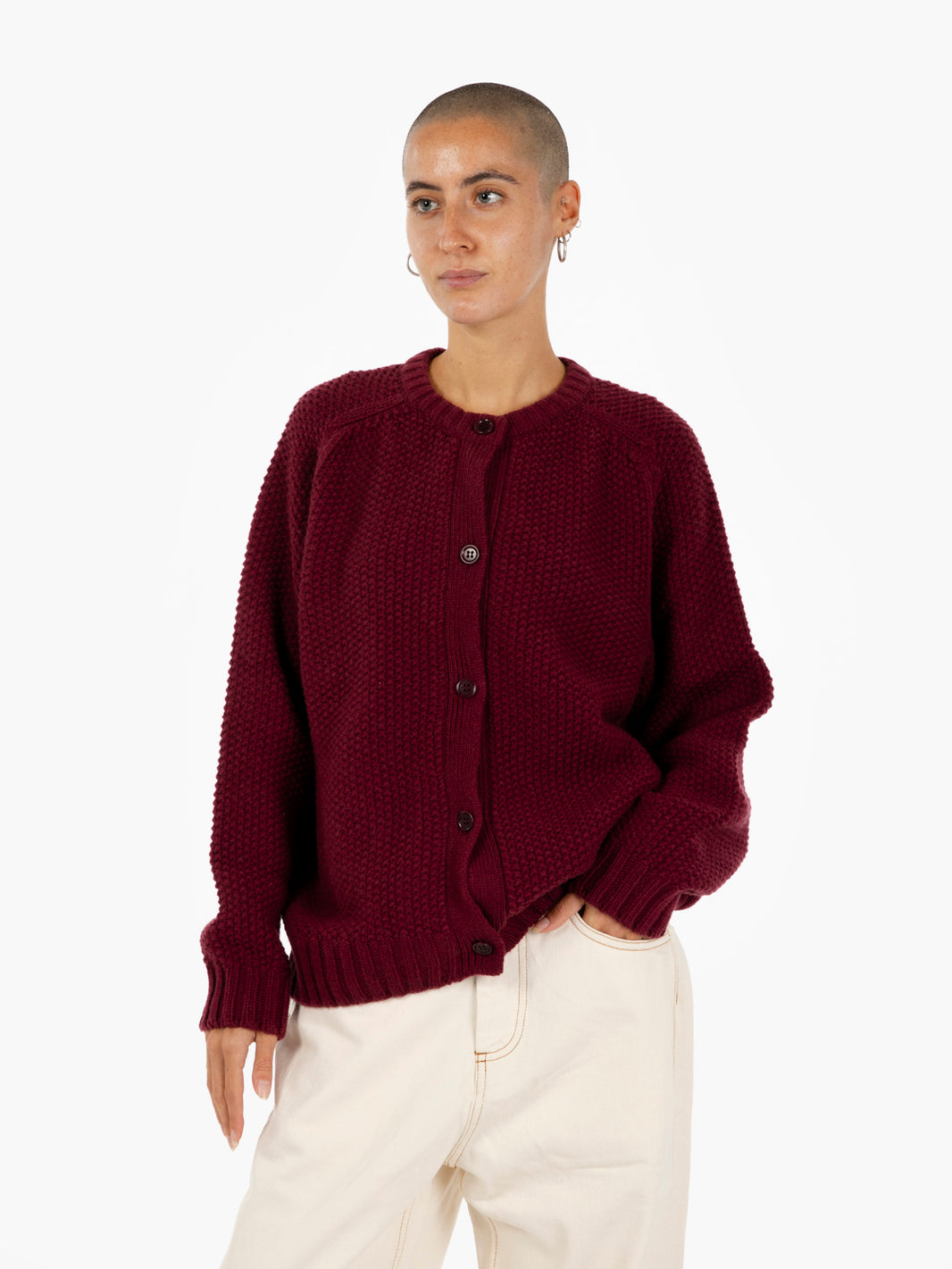 Atomic burgundy cardigan