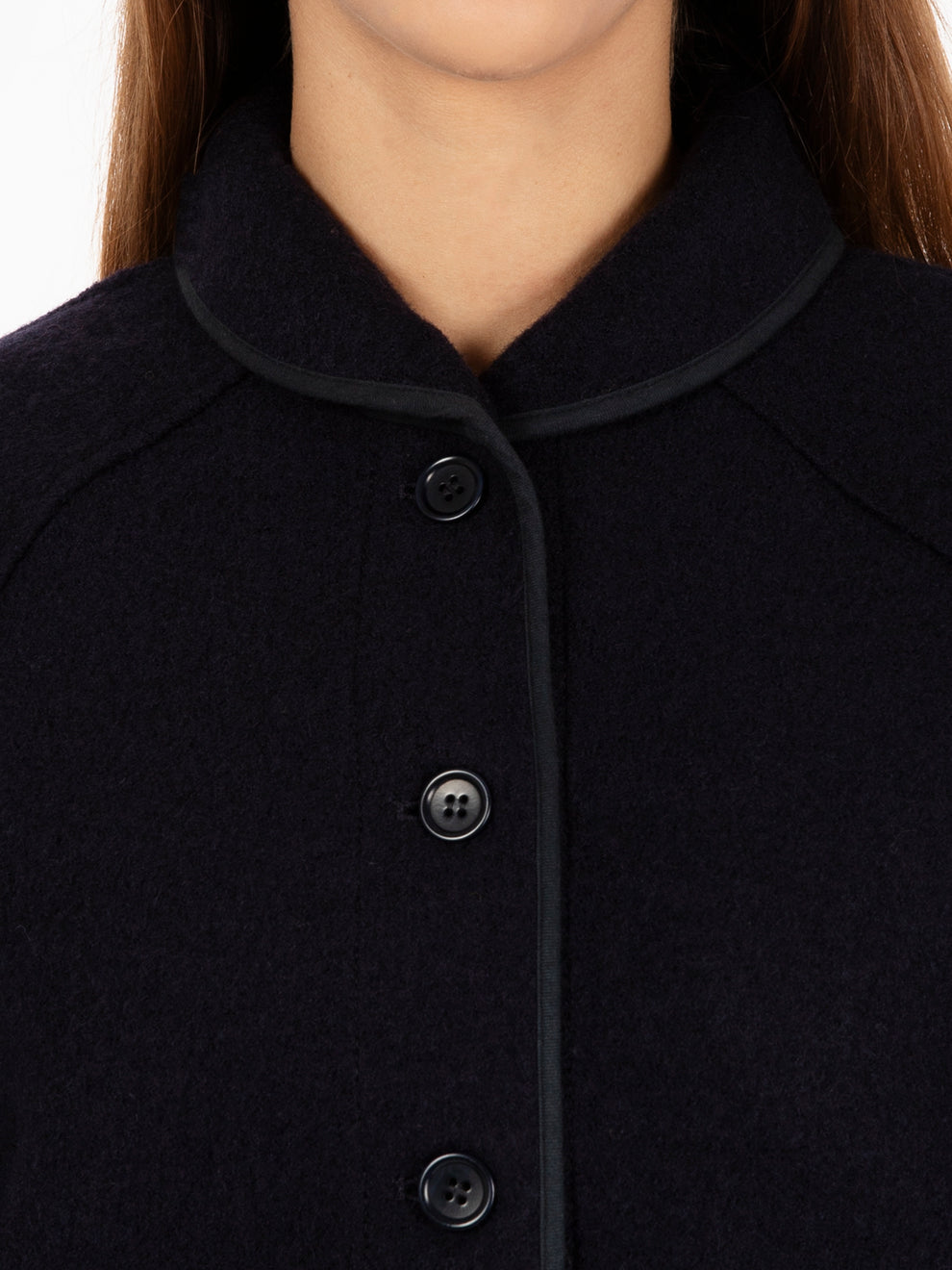 Wool jacket with navy buttons