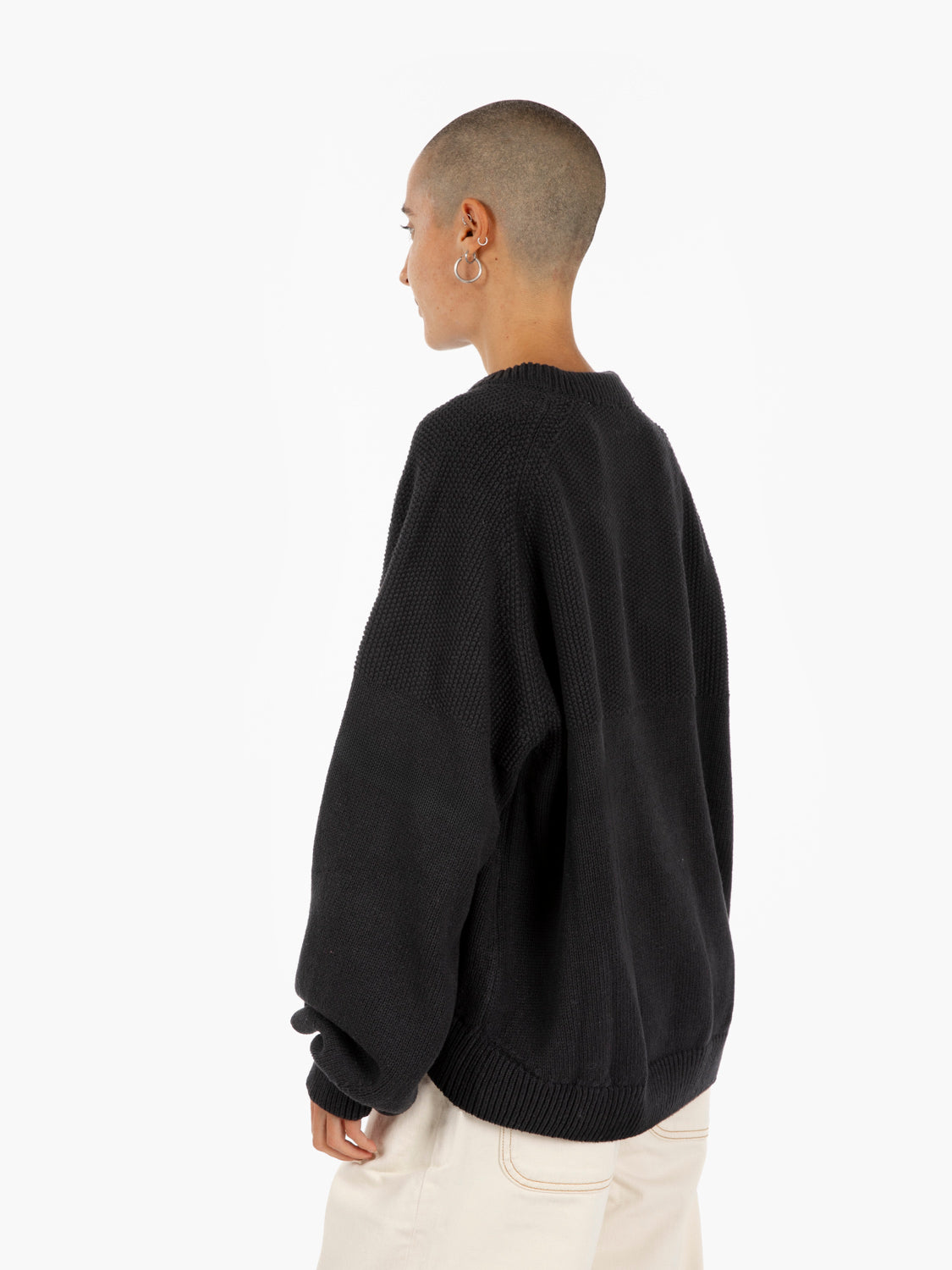 Black cotton crew neck sweater
