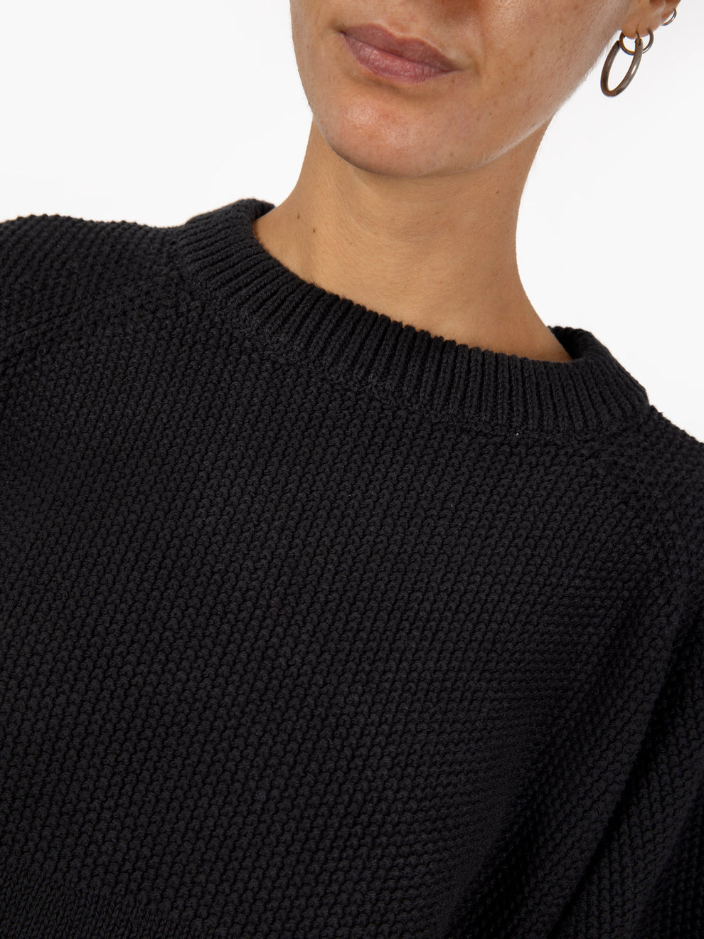 Black cotton crew neck sweater