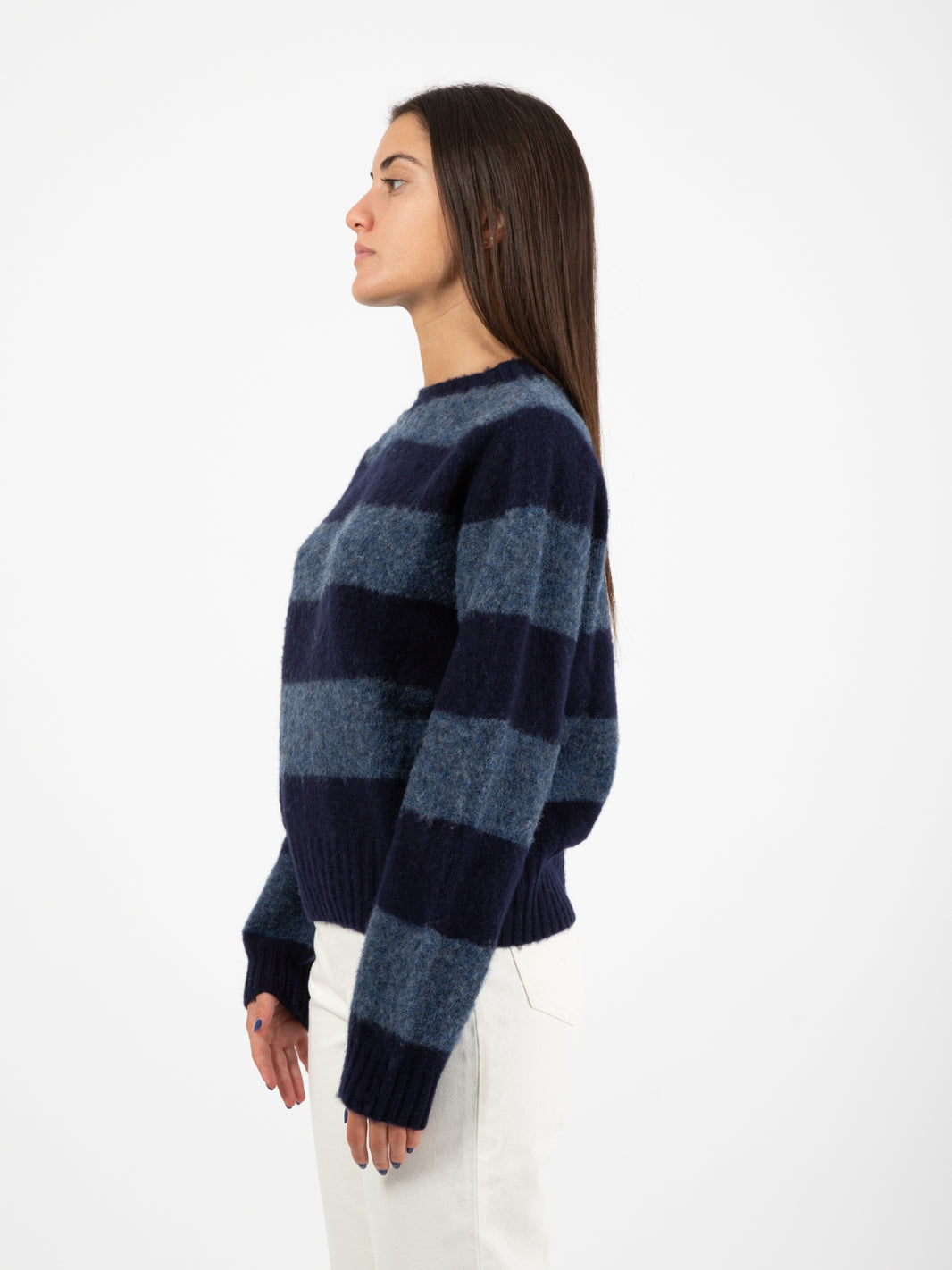 Jets Stripe Crewneck Sweater Navy / Blue